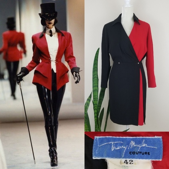 Thierry Mugler Dresses & Skirts - VTG Thierry Mugler Couture Colorblock Wrap Dress